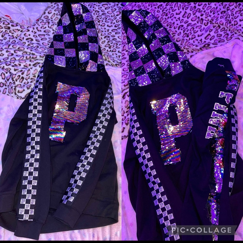 2018 Fashion show rainbow checker sequin hoodie with leggings